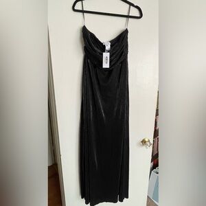 Baltic Born Black Seraphine Pleated Strapless Gown